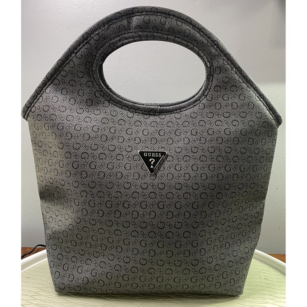 Guess‎ Insulated Lunch/Picnic Bag Tote Logo Charcoal Gray&Black  15x14x5"
